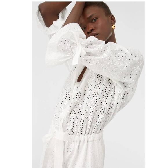 La Vie Rebecca Taylor Mixed Eyelet Romper in‎ Milk EUC S - Picture 1 of 12